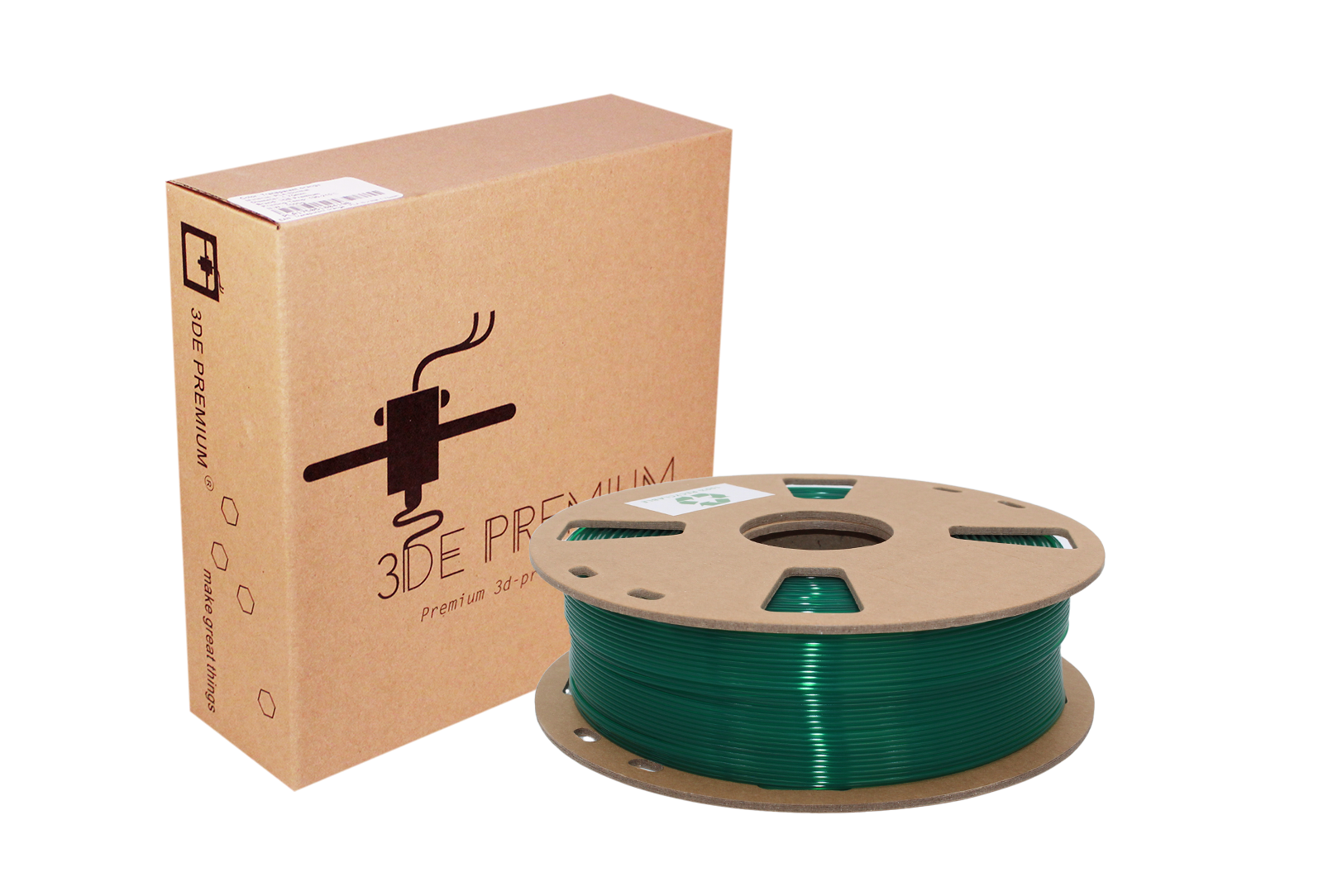3DE Premium - PLA Transparent - Green - 1.75mm - 1kg