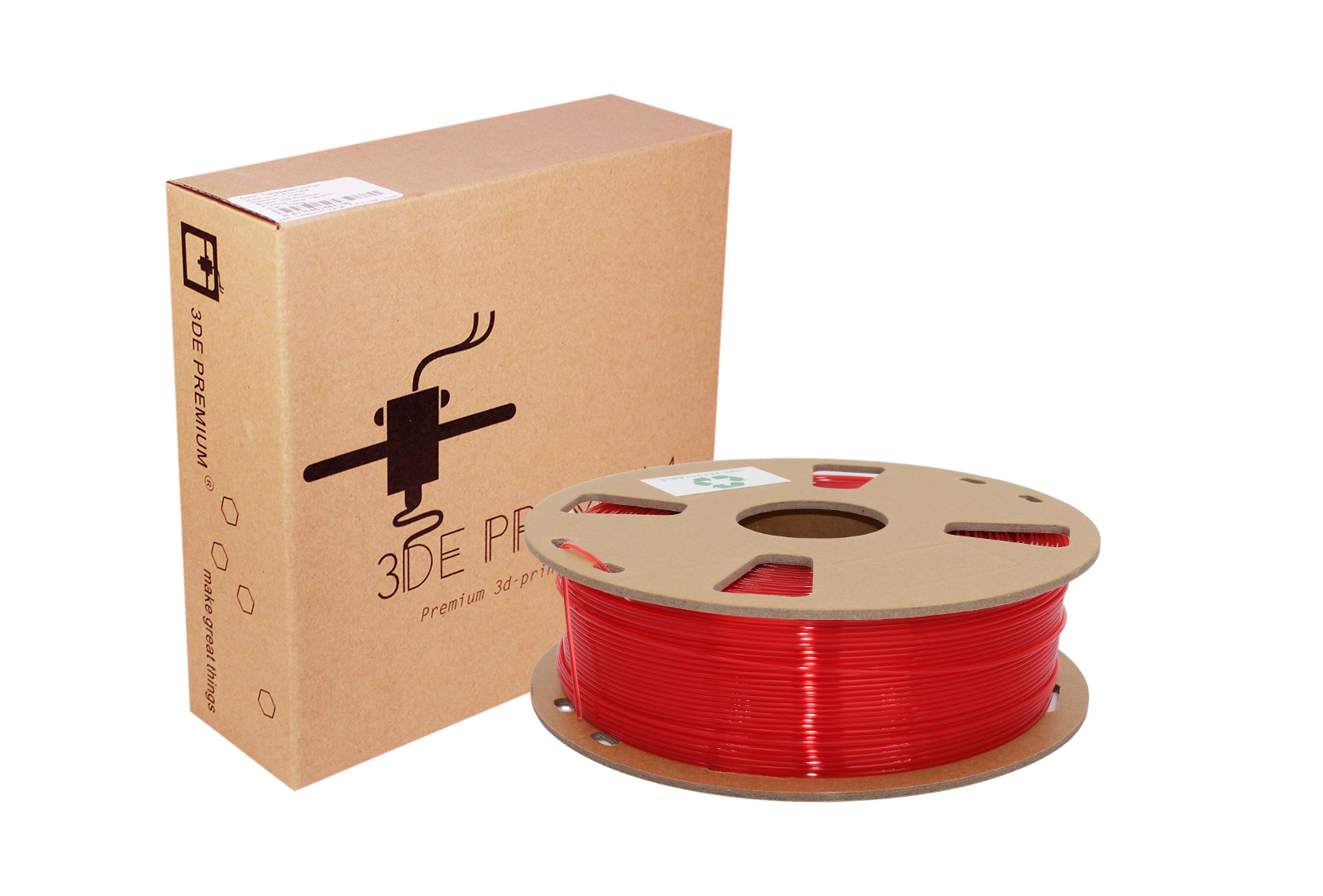 3DE Premium - PLA Transparent - Red - 1.75mm - 1kg