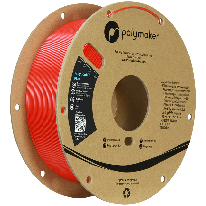 Polymaker - Polysonic - High Speed PLA - Red - 1.75mm - 1kg