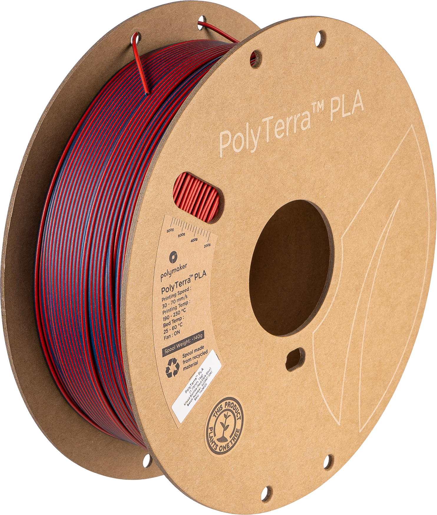Polymaker - PolyTerra PLA Dual - Mixed Berries (Red-Dark Blue) - 1.75mm - 1kg