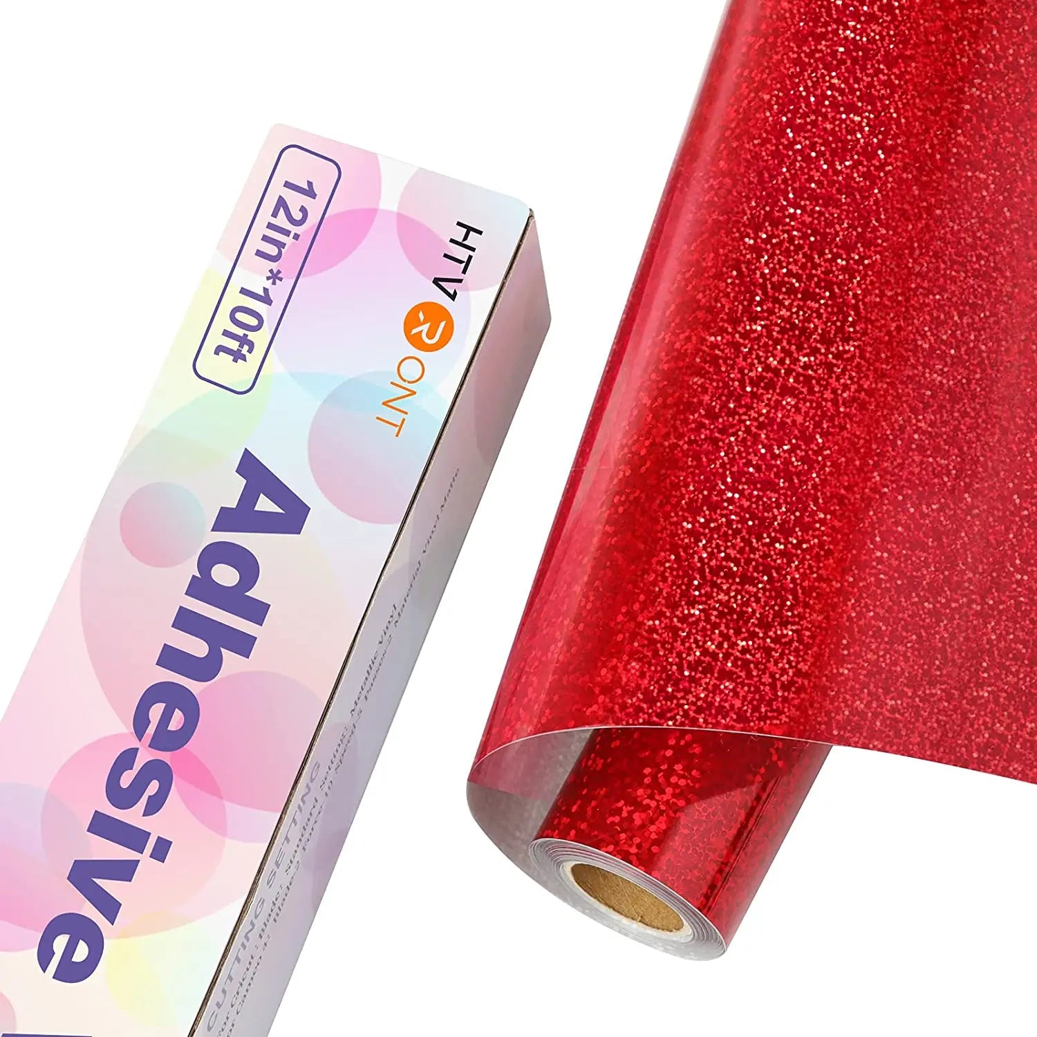 HTVRONT - Glitter Adhesive Vinyl Roll - Laser Red