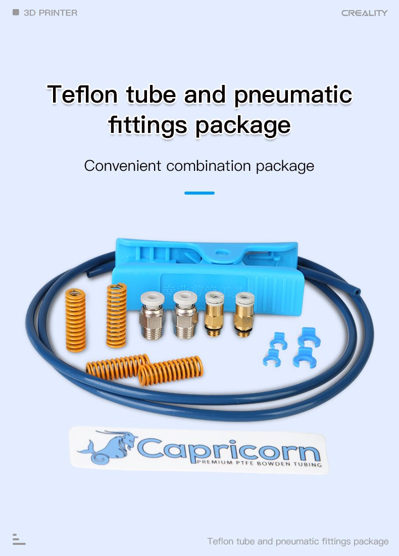 Creality 3D - Capricorn Teflon Tube and Pneumatic Fittings Package