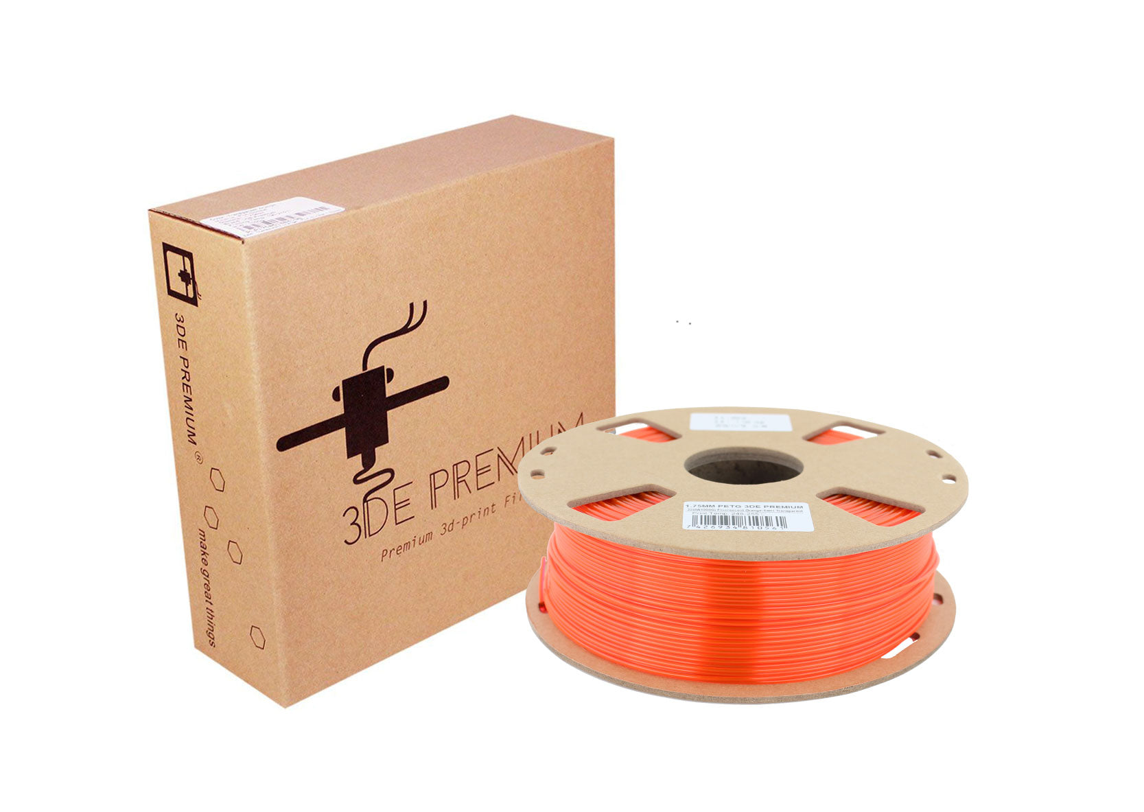 3DE Premium - PETG - Fluorescent Orange - 1.75mm - 1kg (Semi-transparent)