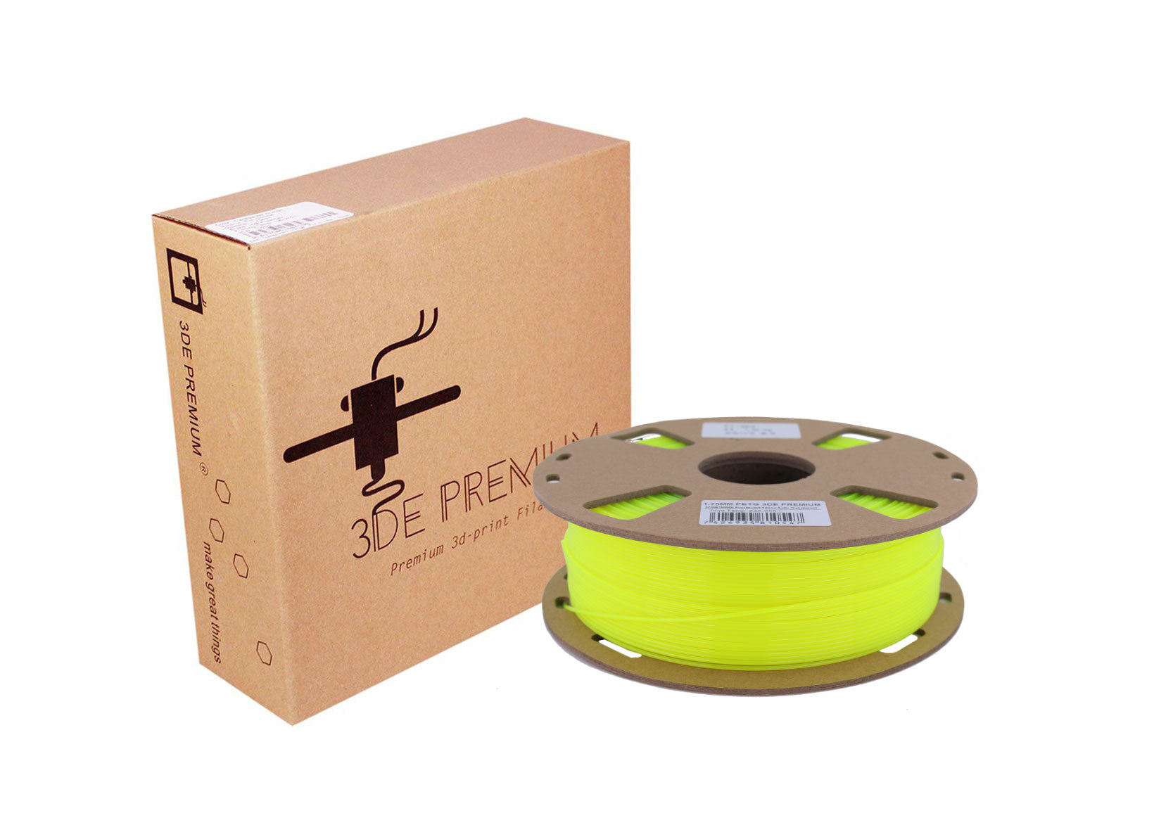 3DE Premium - PETG - Fluorescent Yellow - 1.75mm - 1kg (Semi-transparent)