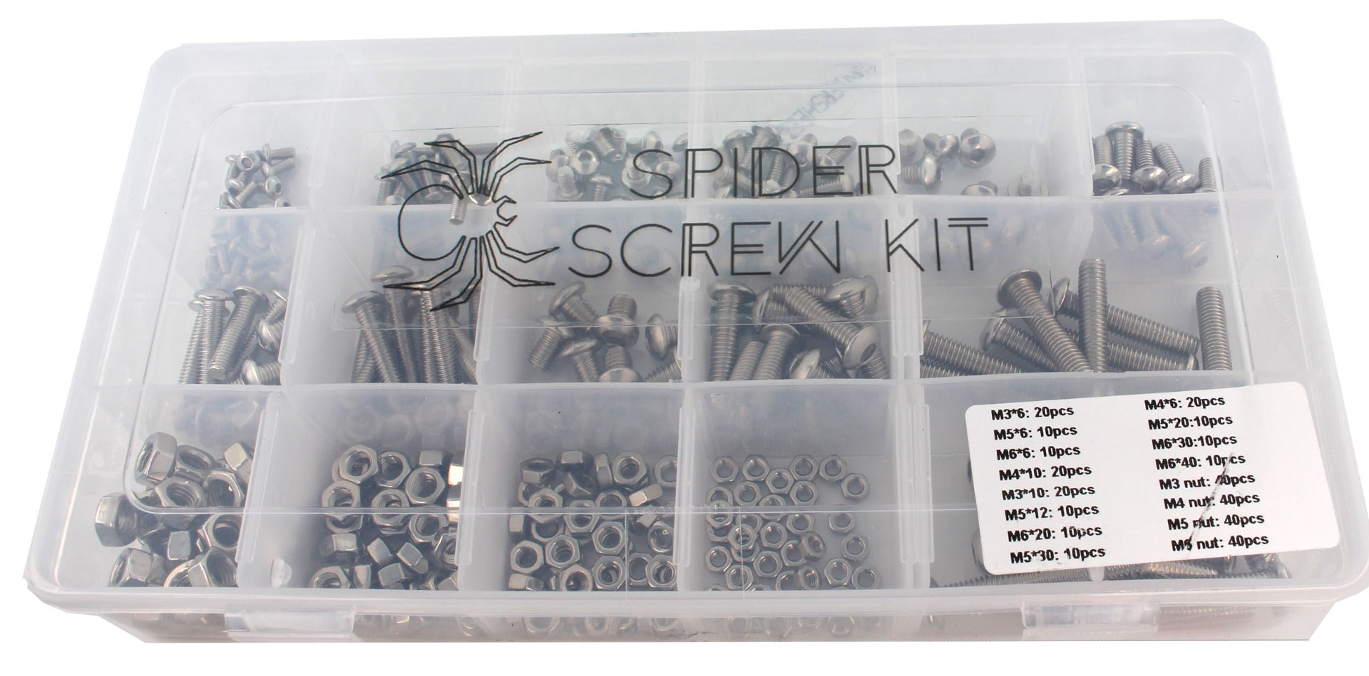 SpiderScrew Mixed Kit with Nuts - M3-M4-M5-M6 - 160 pcs